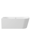 Left-Hand Corner Freestanding Balneo AVOLA Bathtub, 150 × 75 cm, White Acrylic with Stainless Steel Frame and 6 Stabilizing Feet, including Overflow and White Plug