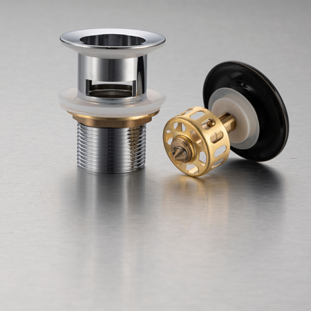 Brass washbasin stopper Balneo Klik Klak F black with basket and overflow