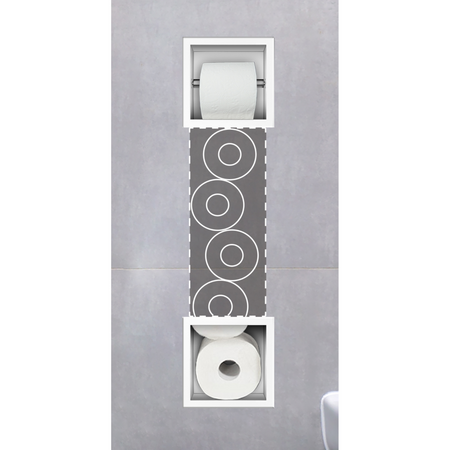 Balneo Wall Box Paper 2 White Recessed In-Wall Stainless Steel Toilet Paper Holder with Storage Compartment