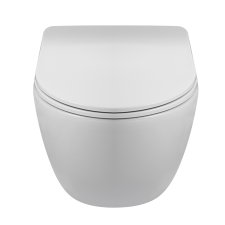 Balneo Luna White Rimless Wall-Hung WC Pan, Collarless, with Slow-Closing Duroplast Seat