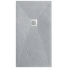 Balneo Stone Tray Low-Profile Rectangular Composite Shower Tray, 100 × 90 × 2.5 cm, Light Gray