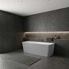 Freestanding bathtub Balneo ROMA NO RIM 170 x 80 cm white grey acrylic with frame made of stainless steel and 6 stabilizing legs with overflow and white plug