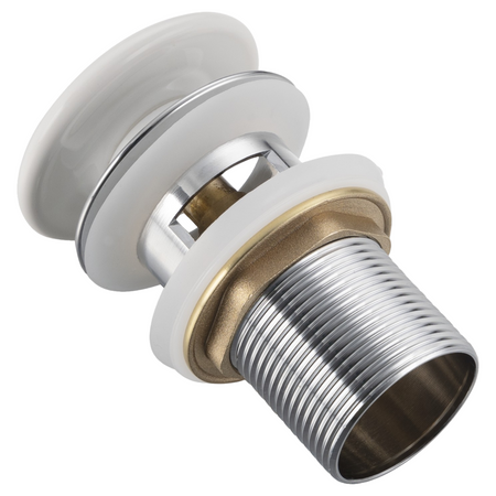 Brass washbasin stopper Balneo Klik Klak A white with overflow with ceramic head
