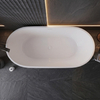 Freestanding bathtub Balneo PARMA NO RIM 170 x 72 cm white grey acrylic with frame made of stainless steel and 6 stabilizing legs with overflow and white plug