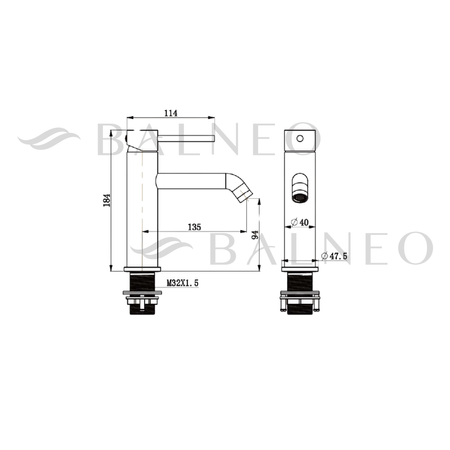 Bateria umywalkowa Balneo Cascade model 1 inox