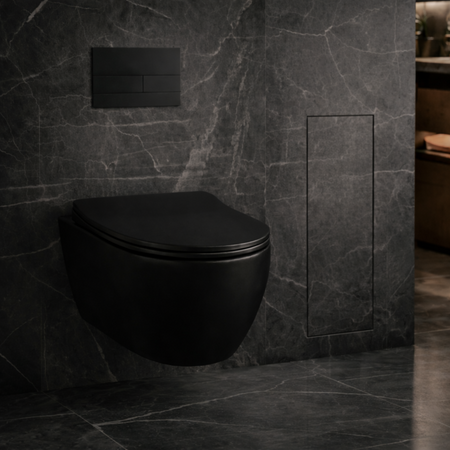 Schowek na szczotkę WC Balneo Wall Box Brush L Tiles prawy do wbudowania w ścianę ze stali nierdzewnej