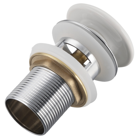 Brass washbasin stopper Balneo Klik Klak A white with overflow with ceramic head
