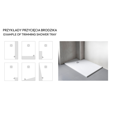 Balneo Stone Tray Composite Low-Profile Rectangular Shower Tray 100 × 90 × 2.5 cm, Dark Gray