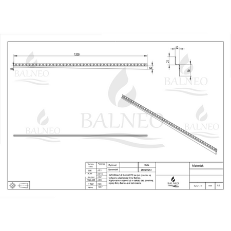 Slope profile Balneo copper wall-mounted left 120 cm