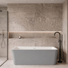 Freestanding bathtub Balneo ROMA NO RIM 170 x 80 cm white grey acrylic with frame made of stainless steel and 6 stabilizing legs with overflow and white plug
