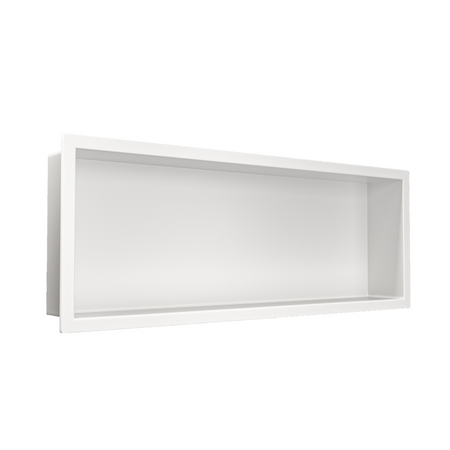 Balneo WALL-BOX ONE White 60x20x10 cm white stainless steel recessed shelf with collar
