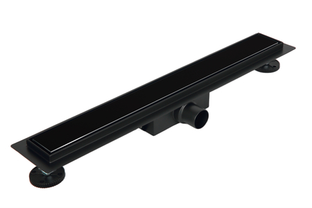 Odpływ liniowy podłogowy Balneo G-Drain Next Double Dark 90 cm czarny z panelem ze szkła hartowanego z niskim syfonem i głębokim osadnikiem