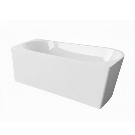 Freestanding bathtub corner right Balneo AVOLA NO RIM 170 x 80 cm white acrylic with frame made of stainless steel and 6 stabilizing legs with overflow and white plug