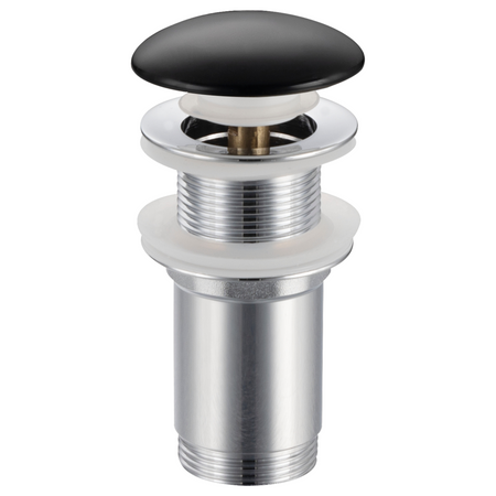 Brass washbasin stopper Balneo Klik Klak C black without overflow with ceramic head