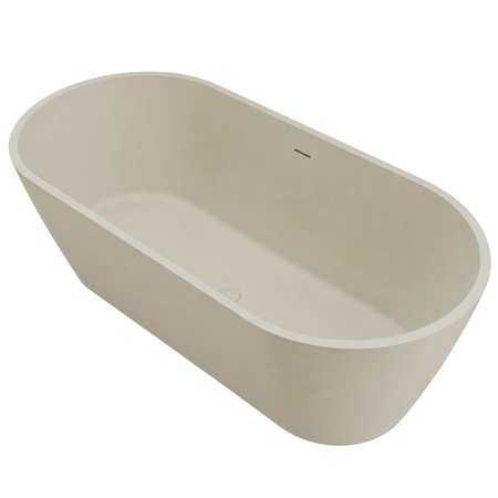 Freestanding bathtub VALIA Solid Surface Cashmere Dune with siphon and plug