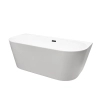 Balneo VIVA wall-mounted freestanding bathtub, white, 160 x 75 cm, acrylic, with stainless steel frame and 6 stabilizing legs, overflow, and black click-clack drain