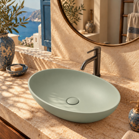 Washbasin SOVELIA Solid Surface Pistachio Cream