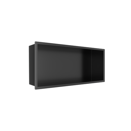 Balneo WALL-BOX ONE Black 45x20x10 cm black stainless steel recessed shelf with collar