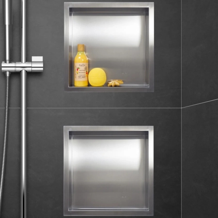 Półka wnękowa Balneo Wall Box One Inox 30 x 30 x 10 cm ze stali nierdzewnej szczotkowanej z kołnierzem