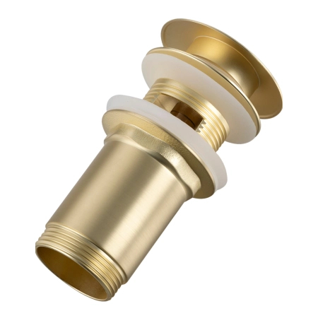 Balneo Brass Click-Clack C Sink Drain Plug with Overflow – Brushed Gold