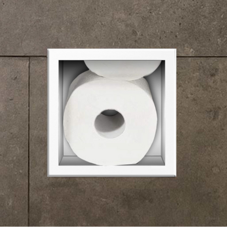 Balneo Wall Box Paper 3 White In-Wall Stainless Steel Paper Shelf