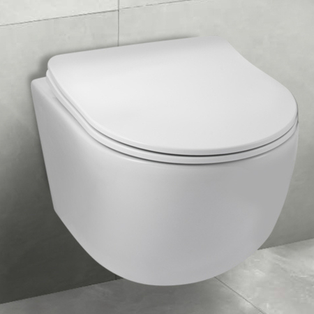 Balneo Luna Tornado Wall-Hung Toilet Bowl, White, Rimless, with Duroplast Soft-Close Seat