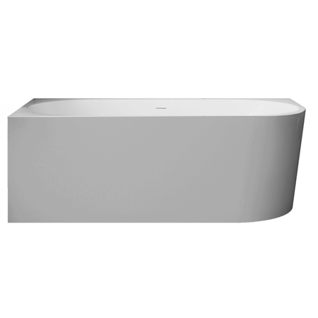 Freestanding bathtub corner left Balneo AVOLA NO RIM 150 x 75 cm white grey acrylic with frame made of stainless steel and 6 stabilizing legs with overflow and white plug