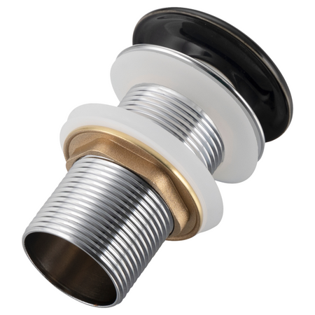Brass washbasin stopper Balneo Klik Klak A black without overflow with ceramic head