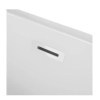 Left corner freestanding bathtub Balneo AVOLA 170 x 80 cm white acrylic with a stainless steel frame and 6 stabilizing legs, featuring a white overflow and drain