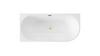 Balneo AVOLA 150 × 75 cm Right-Hand Corner Freestanding Bathtub, White Acrylic with Stainless Steel Frame and 6 Stabilizing Feet, with Overflow and Mirror-Gold Plug