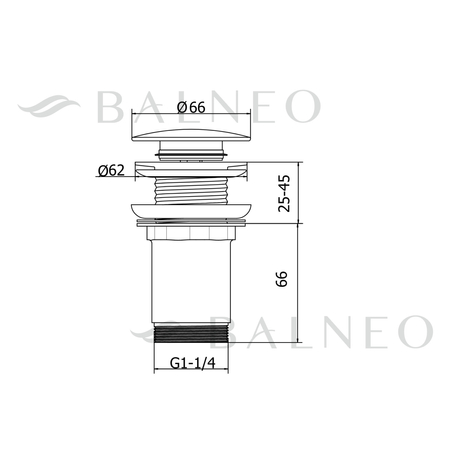 Balneo Klik Klak C brass basin waste plug, white, without overflow, with ceramic head