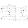 Freestanding bathtub corner left Balneo AVOLA PLUS NO RIM 170 x 80 cm white acrylic with frame made of stainless steel and 6 stabilizing legs with overflow and white plug