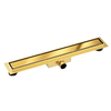 Odpływ liniowy podłogowy Balneo Duplex Next Mirror Gold 90 cm złoty dwustronny ze stali nierdzewnej z niskim syfonem i głębokim osadnikiem