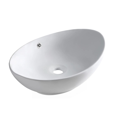 Balneo Zerra 59 x 39 cm White Ceramic Countertop Sink with Chrome Overflow