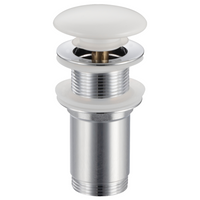 Brass washbasin stopper Balneo Klik Klak C white without overflow with ceramic head