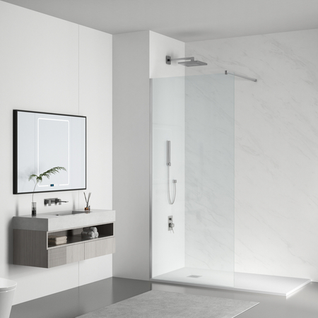 Shower screen Balneo Beira 110 x 200 cm chrome glass transparent 8 mm