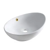 Umywalka nablatowa Balneo Zerra 59 x 39 cm biała ceramiczna z przelewem w kolorze złotym