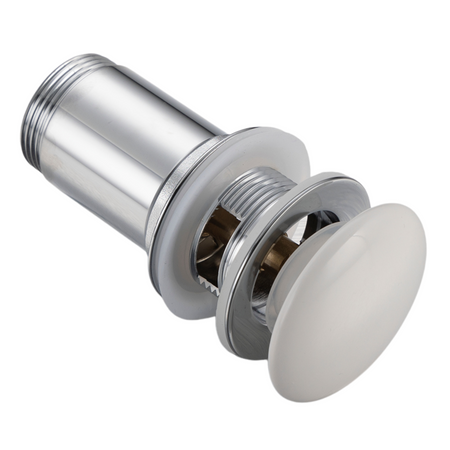 Brass washbasin stopper Balneo Klik Klak C white with overflow with ceramic head