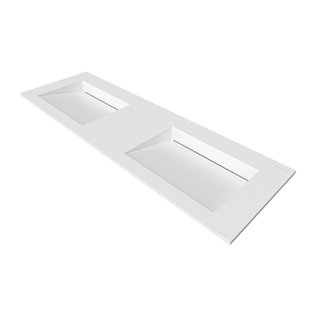Umywalka ALVERIA Solid Surface Coco White/Biała z odpływem liniowym podwójna 140 cm