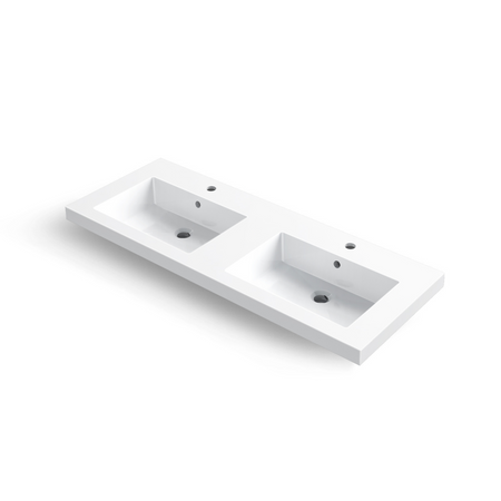 Umywalka nablatowa Balneo Mila 120 x 16 biała z konglomeratu