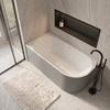 Freestanding bathtub corner left Balneo AVOLA NO RIM 170 x 80 cm white grey acrylic with frame made of stainless steel and 6 stabilizing legs with overflow and white plug