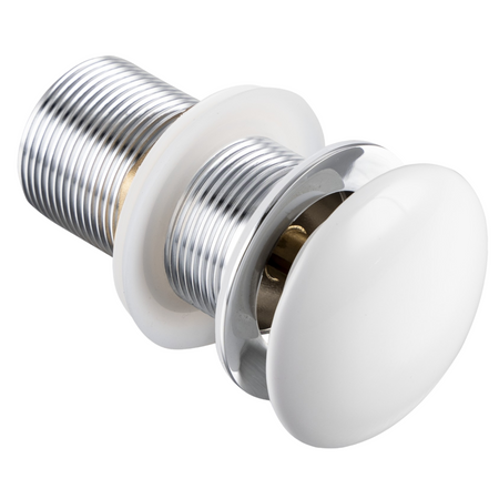 Brass basin pop-up drain Balneo Klik Klak A white without overflow with ceramic head