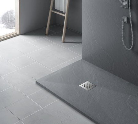 Brodzik z konglomeratu mineralnego Balneo Stone Tray 100 x 90 x 2,5 cm ciemnoszary niski prostokątny