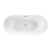 Balneo PARMA freestanding bathtub 170 x 72 cm, white acrylic with a stainless steel frame and 6 stabilizing legs, featuring an overflow and gold drain