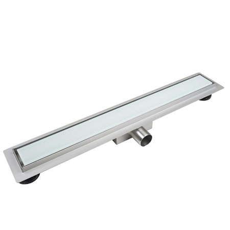 Linear drain floor Balneo G-Drain Next Milky 70 cm with white panel with glass tempered with low trap and deep sediment trap