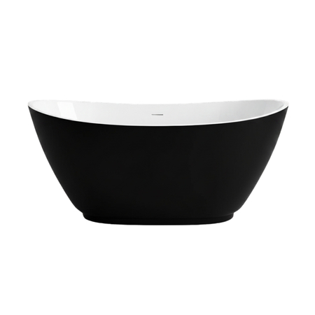 Freestanding bathtub Balneo PARMA NO RIM 170 x 72 cm white black acrylic with frame made of stainless steel and 6 stabilizing legs with overflow and white plug