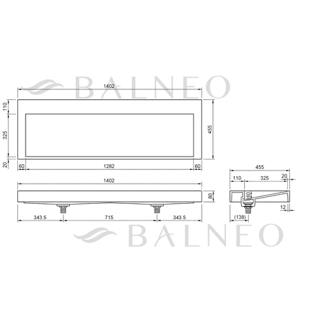 Umywalka VELORIA Solid Surface Coco White/Biała z odpływem liniowym 140 cm