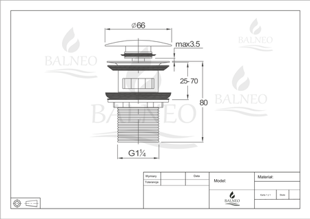 Balneo Brass Click-Clack A Basin Pop-Up Waste with Overflow – Brushed Gold