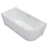 Balneo AVOLA 150 × 75 cm Left-Hand Freestanding Corner Bathtub, White Acrylic with Stainless Steel Frame, 6 Stabilizing Legs, Overflow and Chrome Plug