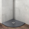 Balneo Stone Tray Composite Semi-Circular Low-Profile Shower Tray, 80 × 80 × 2.5 cm, Dark Gray